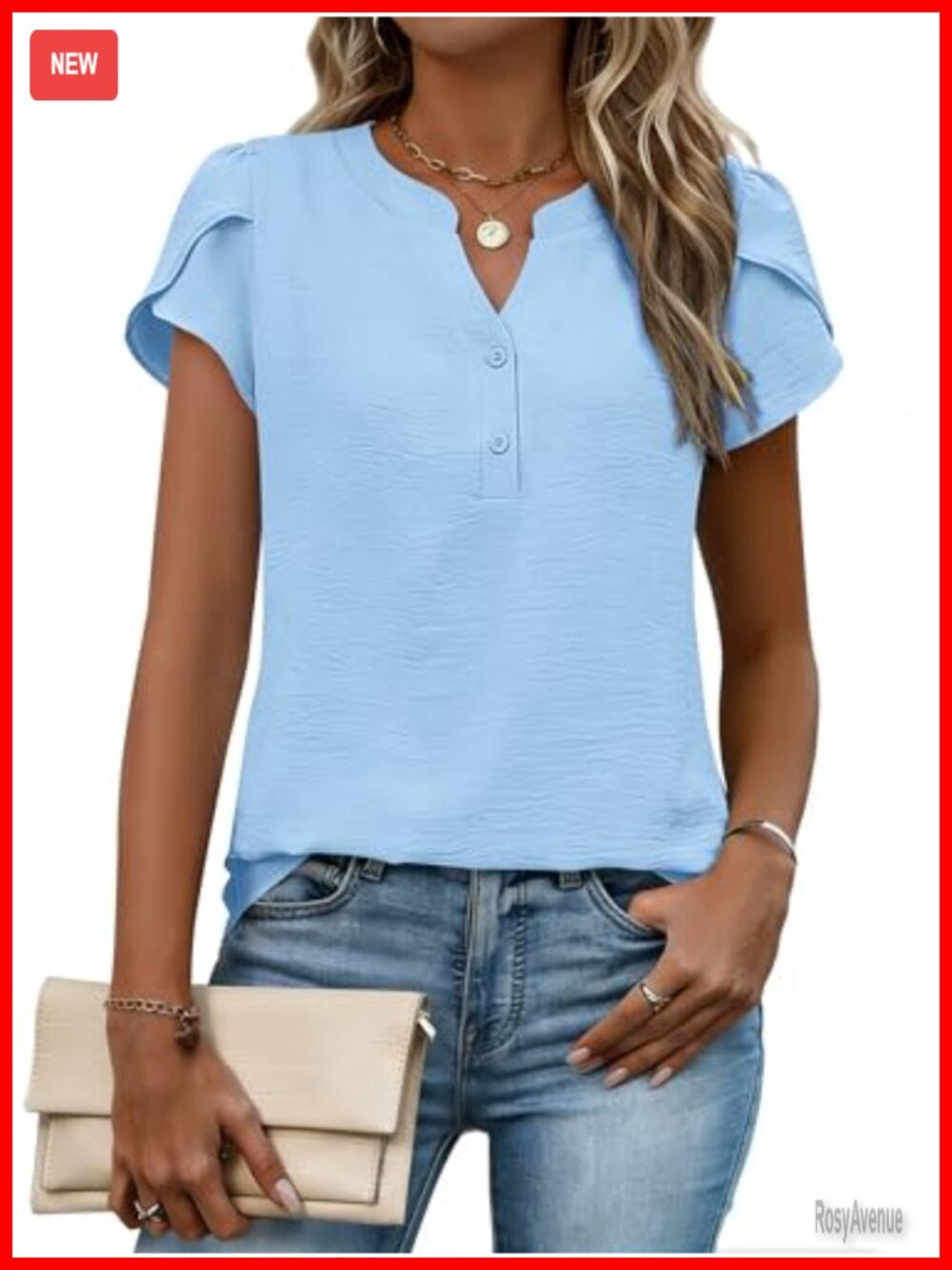 Zeagoo Textured Blouse Cap Short Sleeve V Neck Henley Work Top